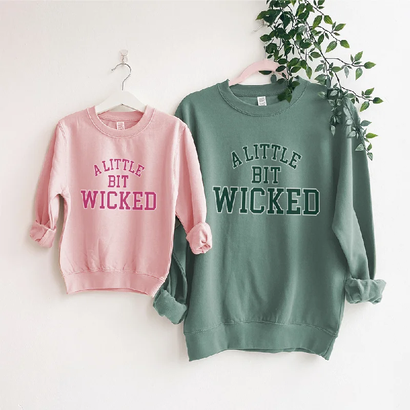 A Little Bit Wicked Matching Pink & Green Sweatshirts Hoodie with Toggle Buttons Decorative Unique