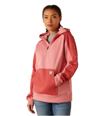 Rebar Colorblocked 1/2 Zip Hoodie Hoodie with Bell Sleeves Flared Feminine