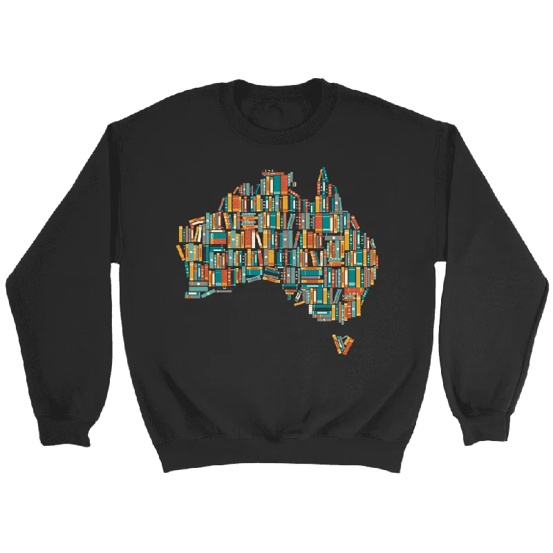 "Australia Bookish Map" Sweatshirt Hoodie with Hem Elastic Stretchable Comfortable