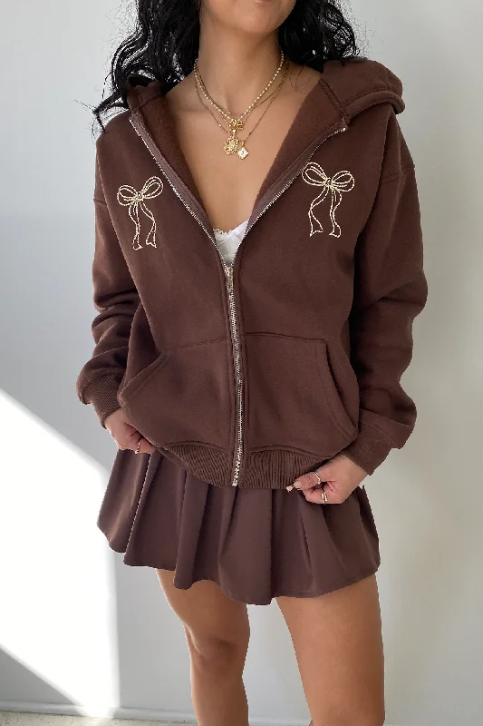 Bow Embroidered Hoodie Hoodie with Embroidery Detailed Premium
