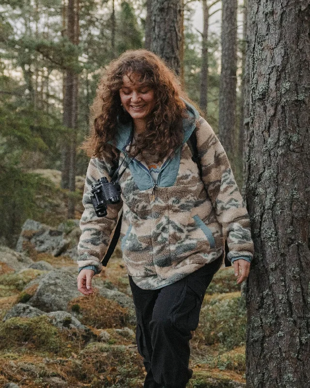 Beaumont Recycled Sherpa Hooded Fleece - Mount Scenic Oatmeal Hoodie with Pastel Soft Subtle