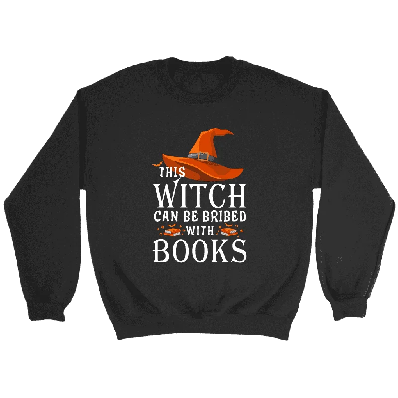 "Bribed With Books" Sweatshirt Hoodie with Ribbed Cuffs Snug Fit Comfort