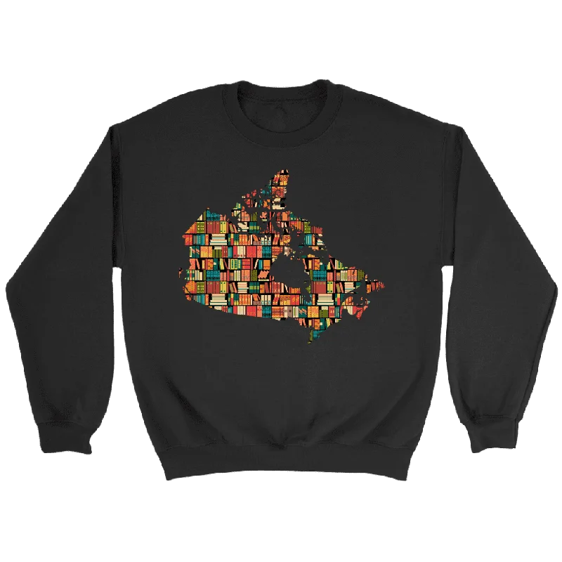 "Canada Bookish Map" Sweatshirt Hoodie with Velcro Closure Adjustable Secure