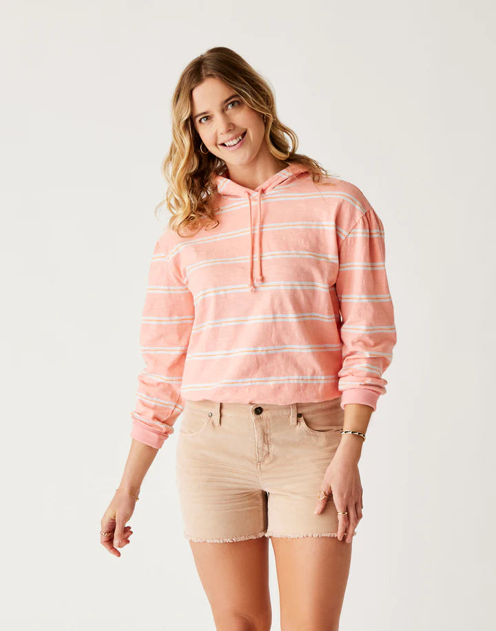 Women's Birdie Slub Hoodie - Stripe Hoodie with Rhinestones Sparkly Elegant