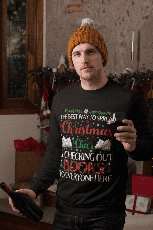 "Christmas Cheer" Sweatshirt Hoodie with Frayed Bohemian Relaxed