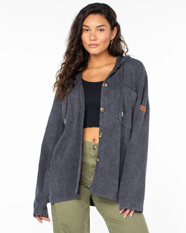 Clear Water Oversize Fleece Hooded Shirt - Phantom Hoodie with Contrast Stitching Detailed Premium Clear Water Oversize Fleece Hooded Shirt - Phantom Hoodie with Contrast Stitching Detailed Premium