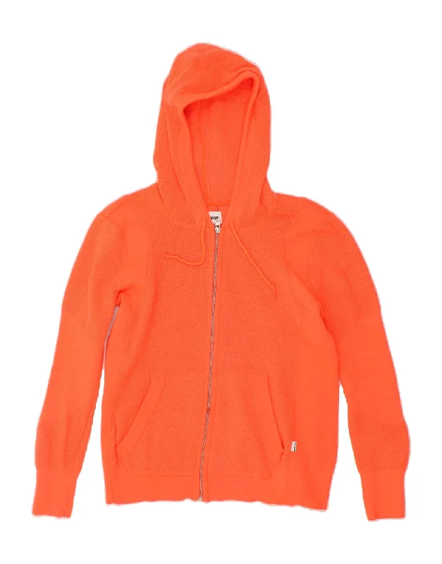 CONVERSE Womens Zip Hoodie Sweater UK 18 XL Orange Polyester Hoodie with Stripes Bold Sporty