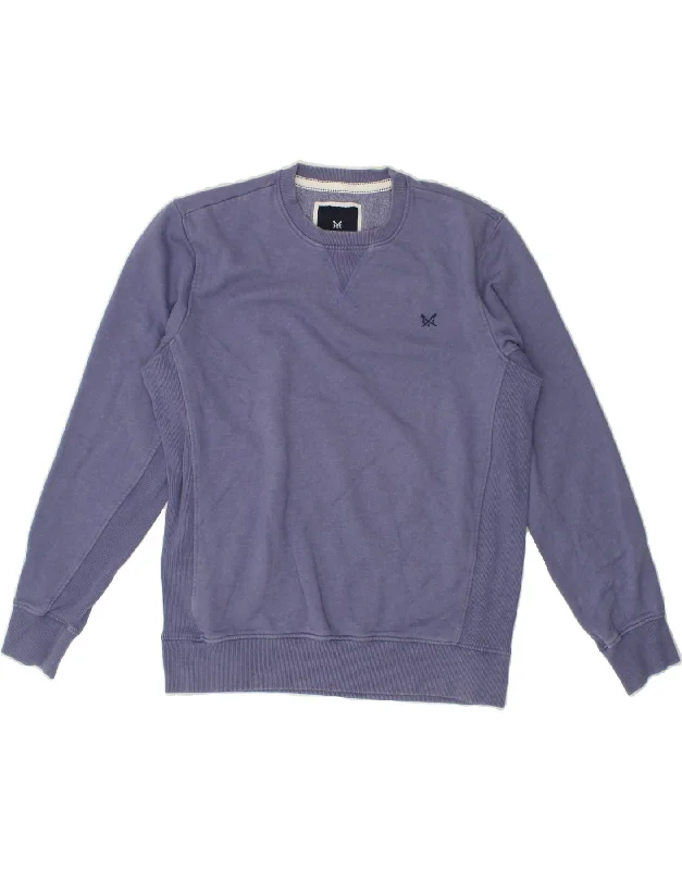 CREW CLOTHING Womens Sweatshirt Jumper UK 16 Large Blue Cotton Hoodie with Lace Feminine Delicate