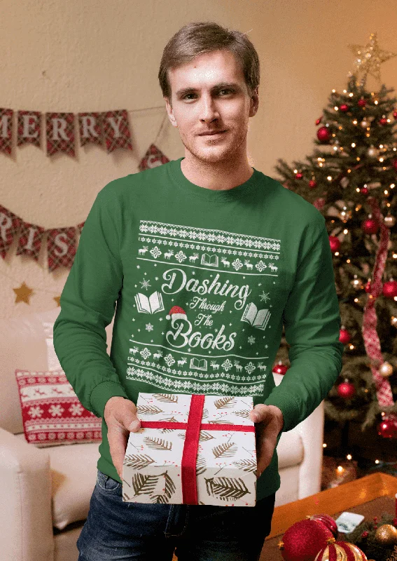 "Dashing Through The Books" Sweatshirt Hoodie with Fur Luxurious Winter