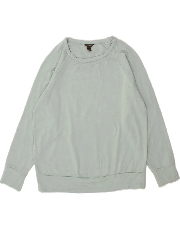 EDDIE BAUER Womens Sweatshirt Jumper UK 14 Medium Blue Polyester Hoodie with Drawstring Waist Adjustable Fitted