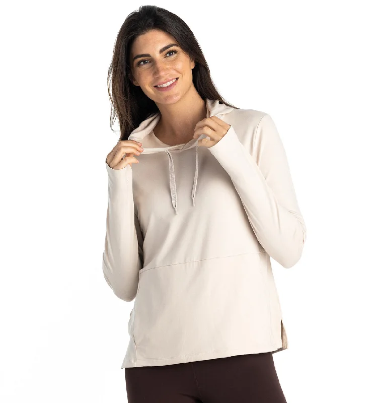 Women's Bamboo Flex Hoodie - Stone Hoodie with Stripes Bold Sporty