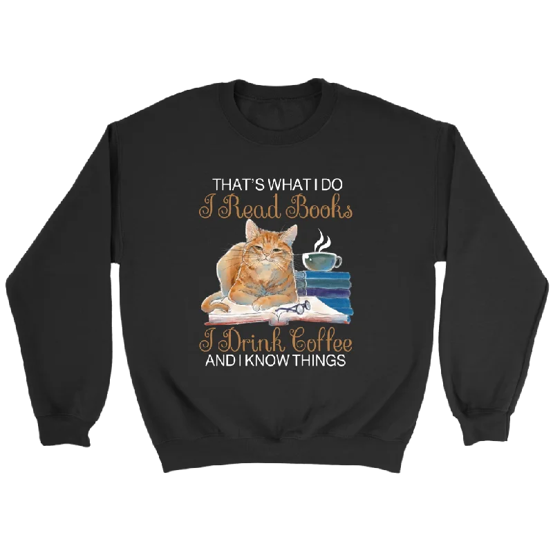 "I Read Books,I Drink Coffee" Sweatshirt Hoodie with Crew Neck Simple Timeless