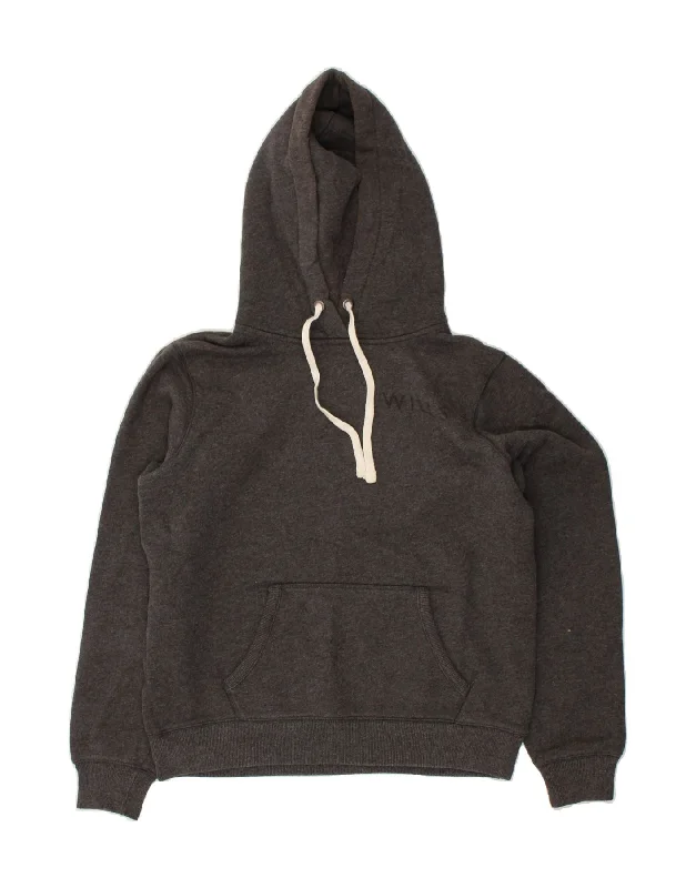 JACK WILLS Womens Hoodie Jumper UK 12 Medium Grey Cotton Hoodie with Zipper Placket Modern Functional