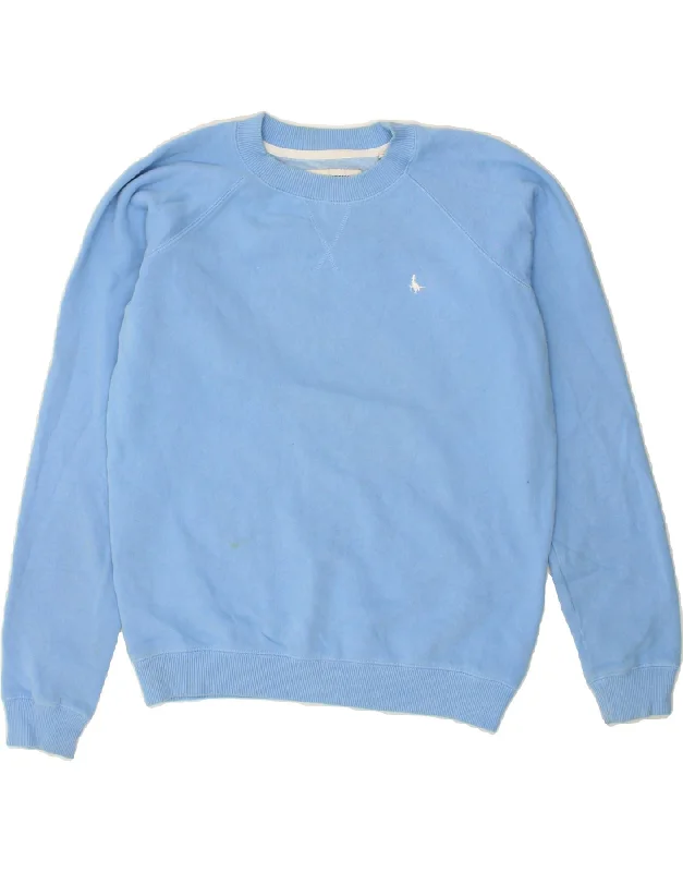 JACK WILLS Womens Sweatshirt Jumper UK 8 Small Blue Cotton Hoodie with Snap Buttons Easy Quick