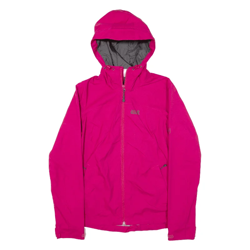 JACK WOLFSKIN Stormlock Womens Rain Jacket Pink Hooded UK 8 Hoodie with Hem Ribbing Snug Secure