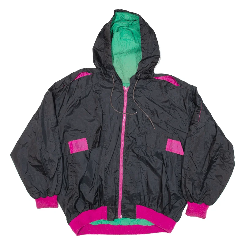 KENN SPORN Womens Rain Jacket Black Nylon Hooded S Hoodie Jacket Zipper Layering