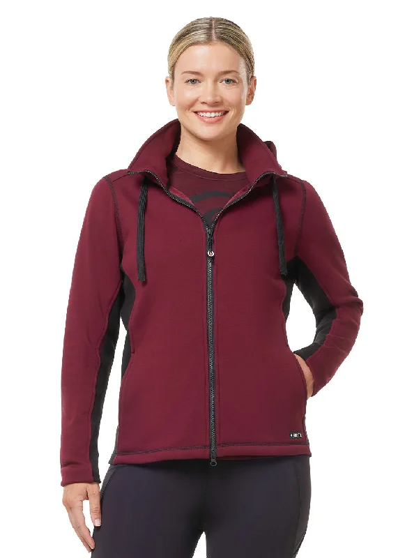 Double Take Full Zip Fleece Hoodie - Sangria Hoodie with Thumb Holes Functional Cozy