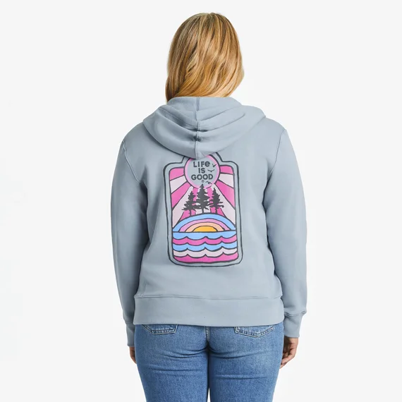 Women's LIG Golden Landscape Simply True Fleece Zip Hoodie - Stone Blue Hoodie with Emblem Brand Identity