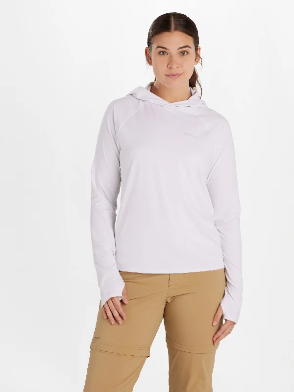 Women's Windridge Hoody - White Hoodie with Rolled Sleeves Casual Relaxed