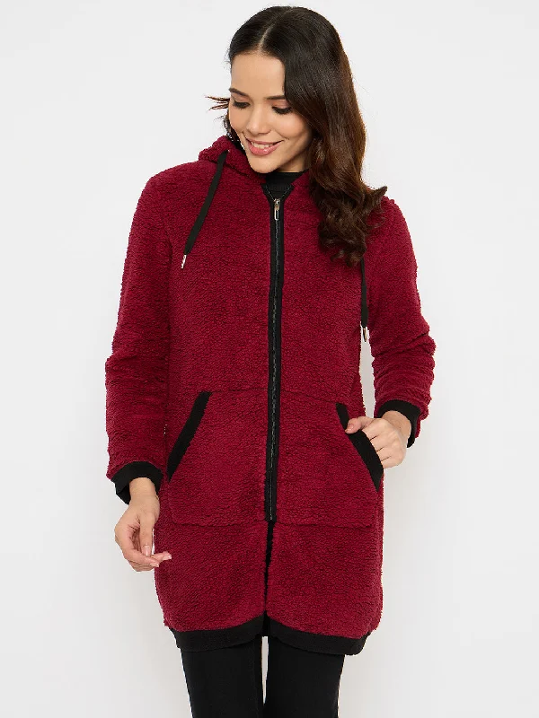 Moda Elementi Women’s Polar Sweatshirt Hoodie with Velcro Closure Adjustable Secure