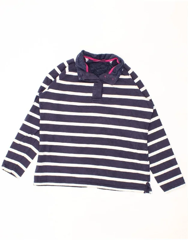 MOUNTAIN WAREHOUSE Womens Sweatshirt Jumper UK 18 XL Navy Blue Striped Hoodie with Cropped Fit Short Trendy