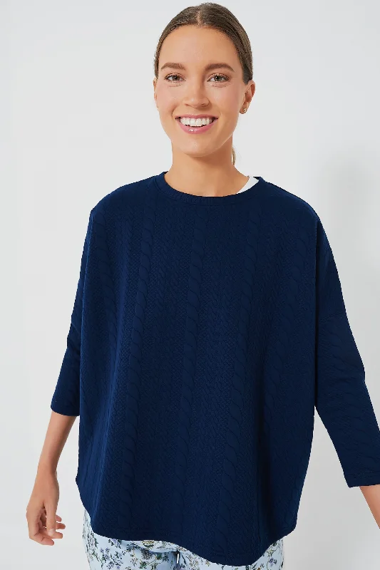 Navy Cable Ally Swing Sweatshirt Graphic Hoodie Design Print