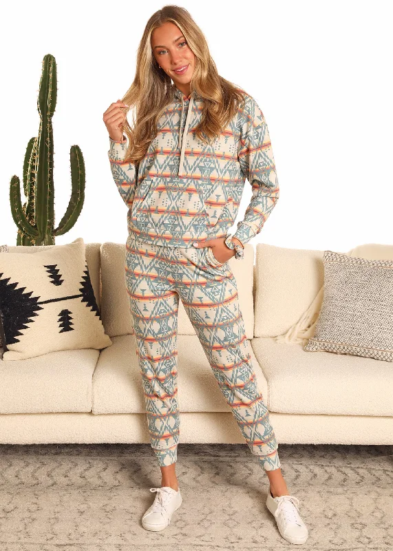 Aztec Print Hoodie Hoodie with Hem Drawcord Adjustable Customizable
