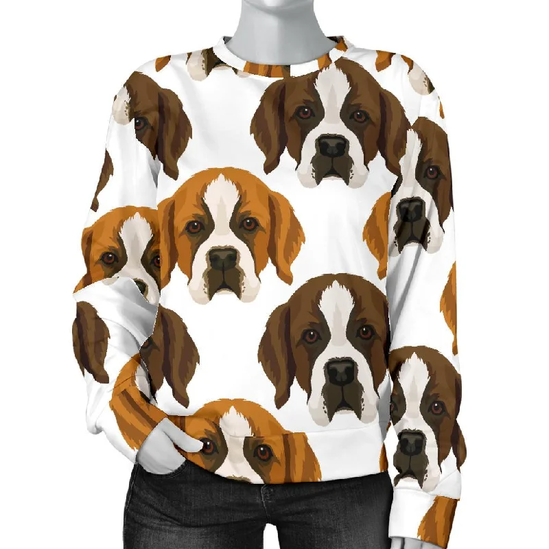 St Bernard Pattern Print Women's Sweatshirt Hoodie with Double Zipper Versatile Adjustable St Bernard Pattern Print Women's Sweatshirt Hoodie with Double Zipper Versatile Adjustable