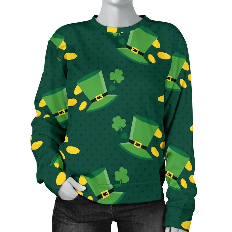 St Patrick's Day Leprechaun Print Pattern Women's Sweatshirt Hoodie with V-Neck Classic Versatile St Patrick's Day Leprechaun Print Pattern Women's Sweatshirt Hoodie with V-Neck Classic Versatile
