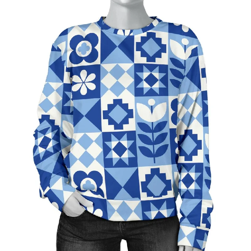Swedish Pattern Print Women's Sweatshirt Hoodie with Lace Feminine Delicate