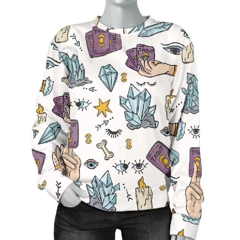 Tarot Pattern Print Women's Sweatshirt Hoodie with Earth Tones Natural Calm