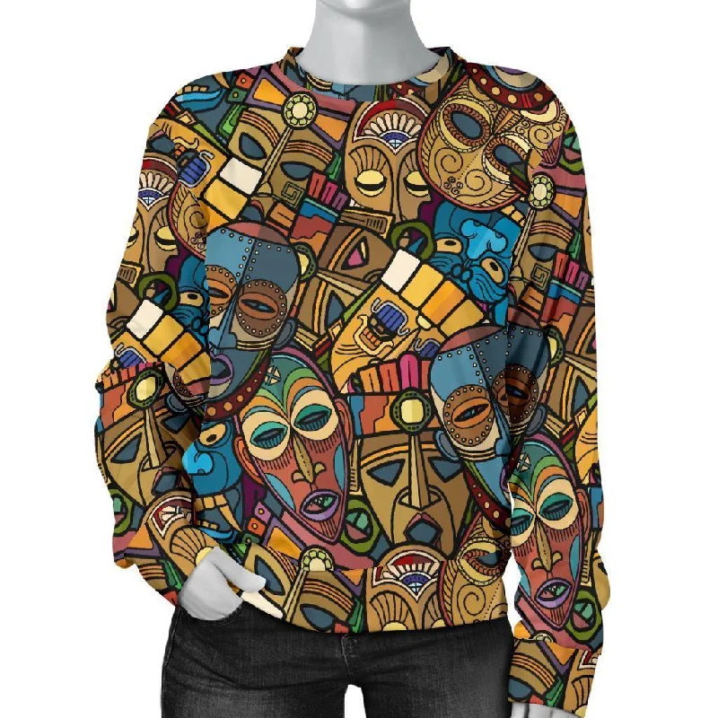 Totem Print Pattern Women's Sweatshirt Hoodie with Hem Lace Feminine Delicate