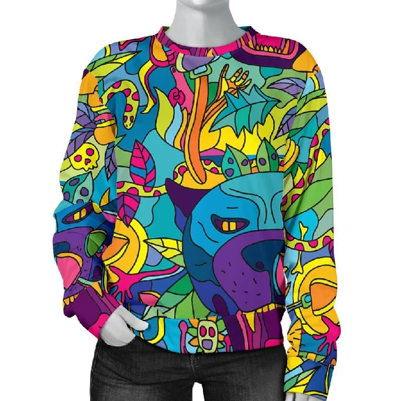 Trippy Pattern Print Women's Sweatshirt Hoodie with Embroidery Detailed Premium