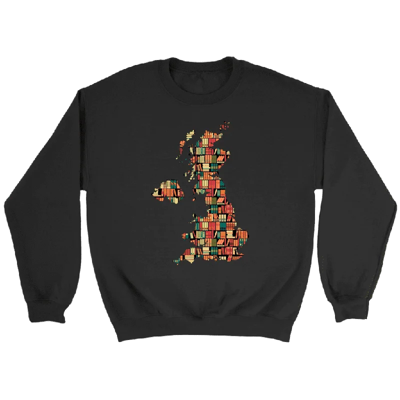 "UK Bookish Map" Sweatshirt Hoodie with Drop Shoulder Relaxed Streetwear