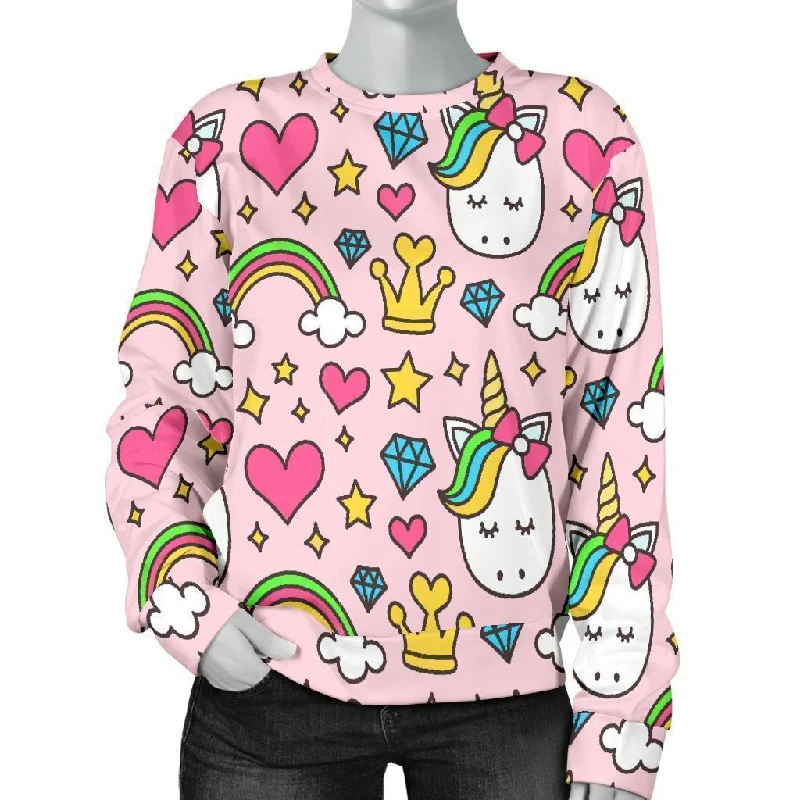 Unicorn Pattern Print Women's Sweatshirt Hoodie with Illustration Artistic Creative