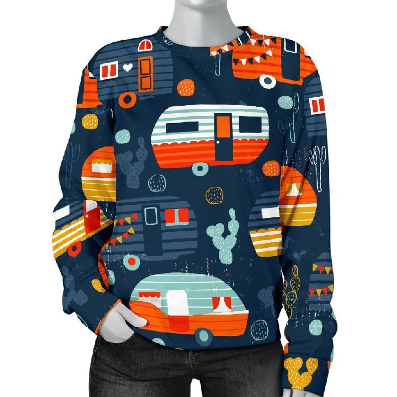 Van Camper Pattern Print Women's Sweatshirt Hoodie with Zipper Versatile Modern