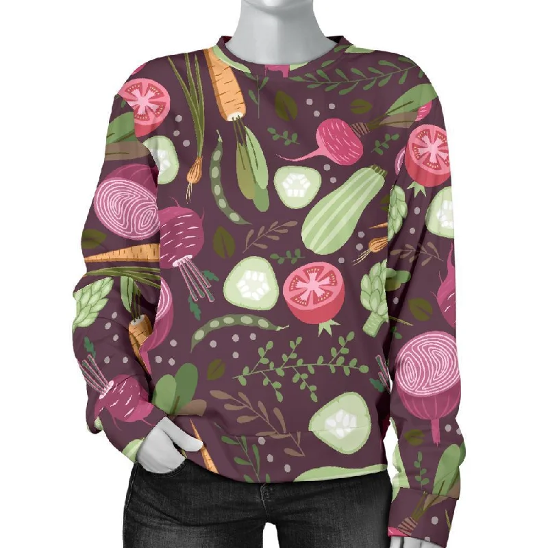 Vegan Print Pattern Women's Sweatshirt Hoodie with Hem Fringe Bohemian Relaxed