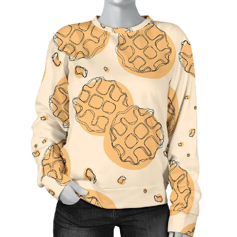 Waffle Print Pattern Women's Sweatshirt Hoodie with Snap Buttons Easy Quick