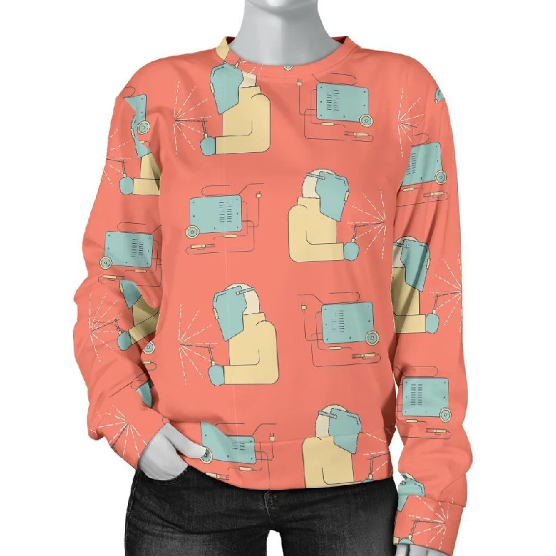 Welder Pattern Print Women's Sweatshirt Hoodie with Pattern Geometric Abstract