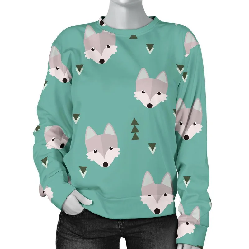 Wolf Pattern Print Women's Sweatshirt Hoodie with Drop Shoulder Relaxed Streetwear