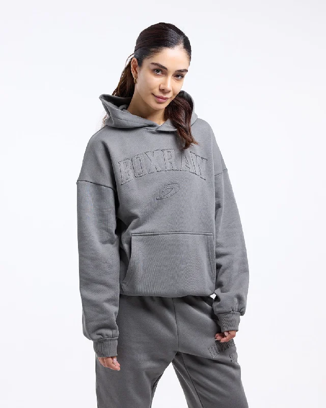 East Street Hoodie - Distressed Grey Hoodie with Side Slits Relaxed Casual