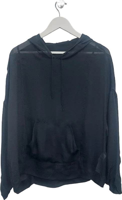 ZARA Black Sheer Hoodie UK XS/S Hoodie with Set-In Sleeves Structured Classic