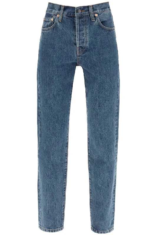 Slim Jeans With Acid Wash  - Blue Trendy Paperbag Waist Jeans