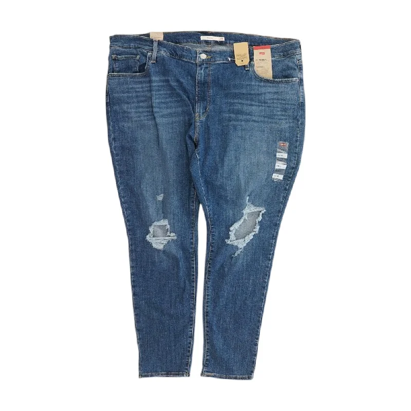 711 Blue Solid Skinny Leg Jeans Fashionable Relaxed Fit Denim