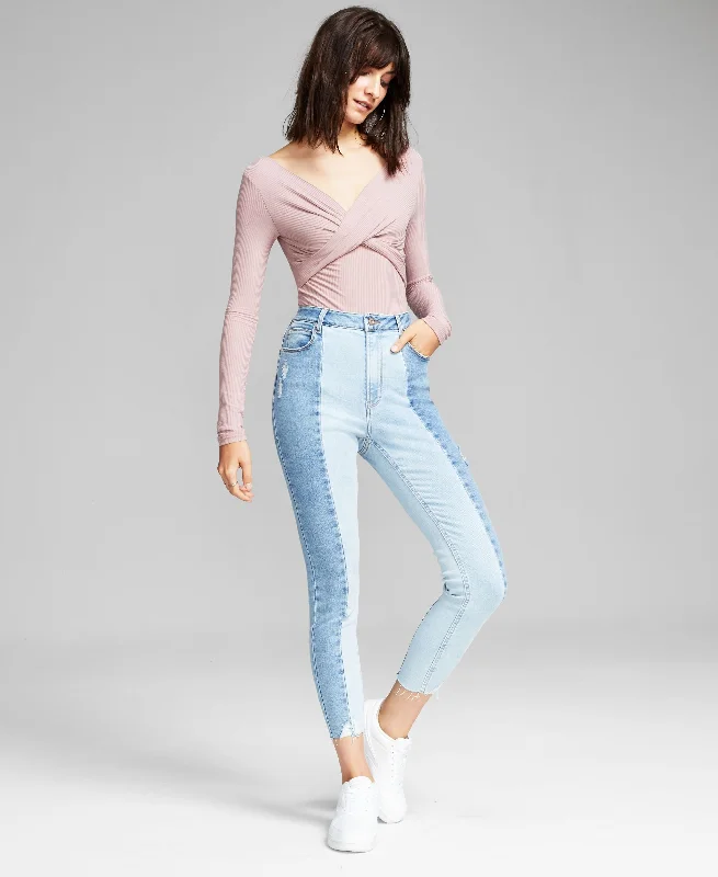 And Now This Womens Perfect Zip Fly Skinny Jeans Fashionable Raw Hem Bootcut Jeans