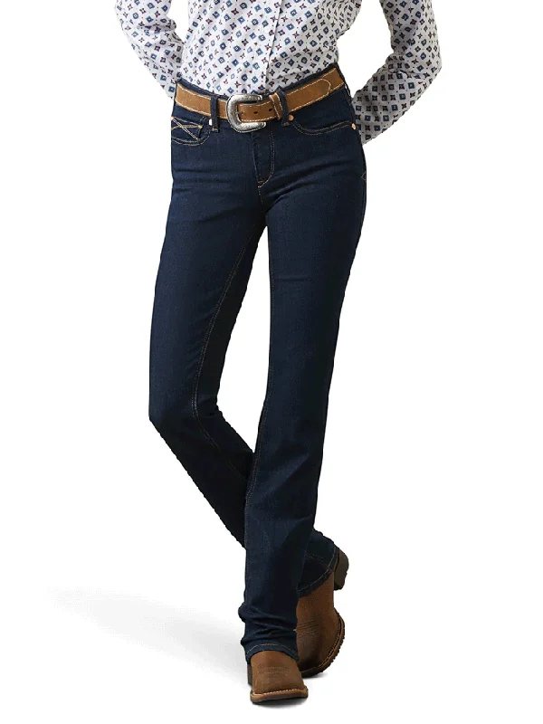 Ariat 10042224 Womens REAL Perfect Rise Ella Straight Jean Rinse Comfortable Drawstring Waist Jeans