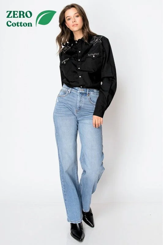 Artemis Vintage Tummy Control High Rise Full Length Straight Jeans Chic Faded Blue Jeans Artemis Vintage Tummy Control High Rise Full Length Straight Jeans Chic Faded Blue Jeans