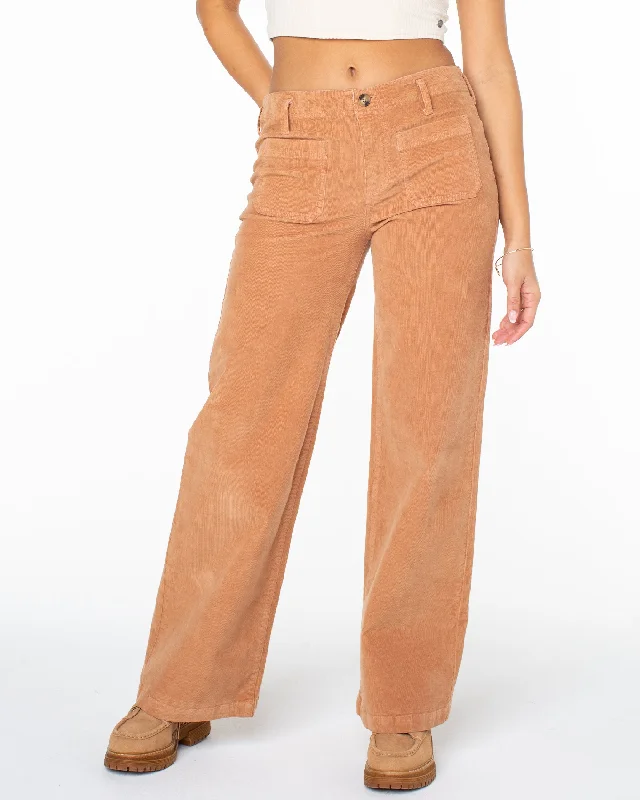 Baby Baby Wide Leg Corduroy Pants - Camel Trendy Wide-Legged Trousers