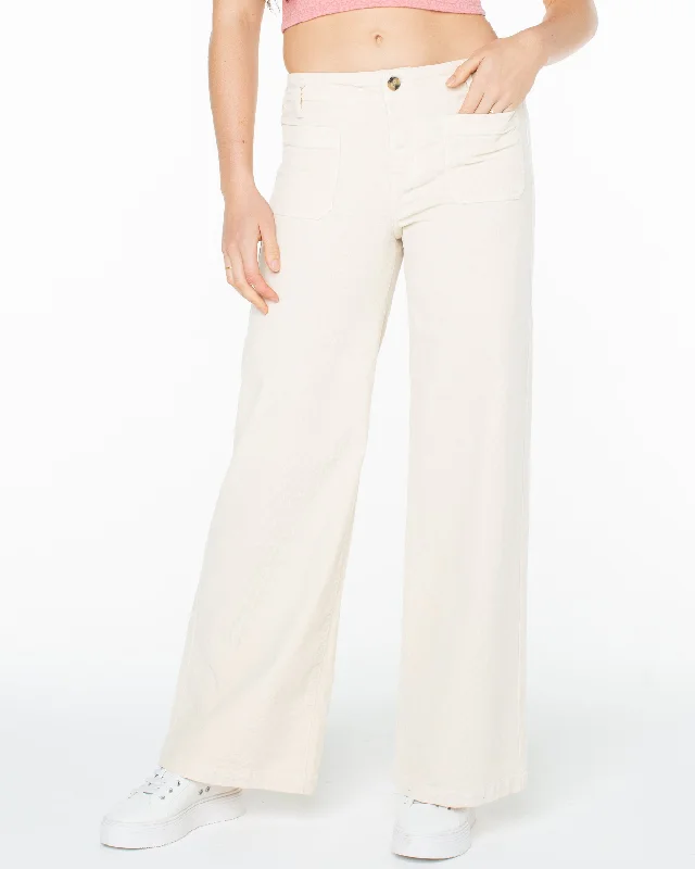 Baby Baby Wide Leg Corduroy Pants - Parchment Soft Wool Pants