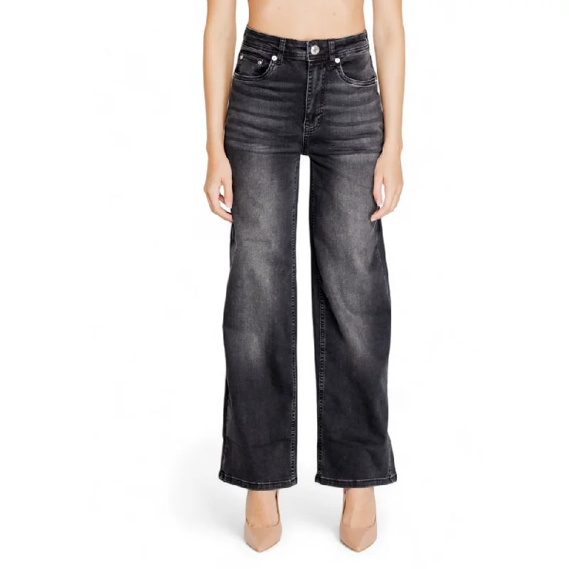 Black Cotton Jeans & Pant Elegant High-Waisted Flared Jeans